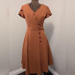 Modcloth Terracotta Button-Front Midi Dress